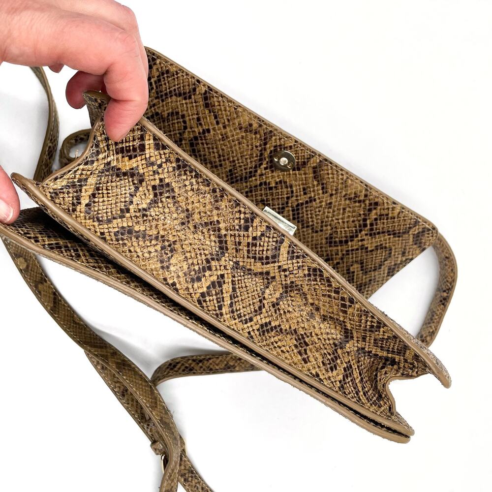 Loeffler Randall Katalina Snake Print Bag‎ Brown Shoulder Crossbody Strap - Picture 11 of 16